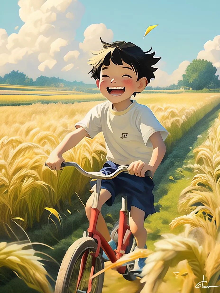 儿时记忆-麦田骑车