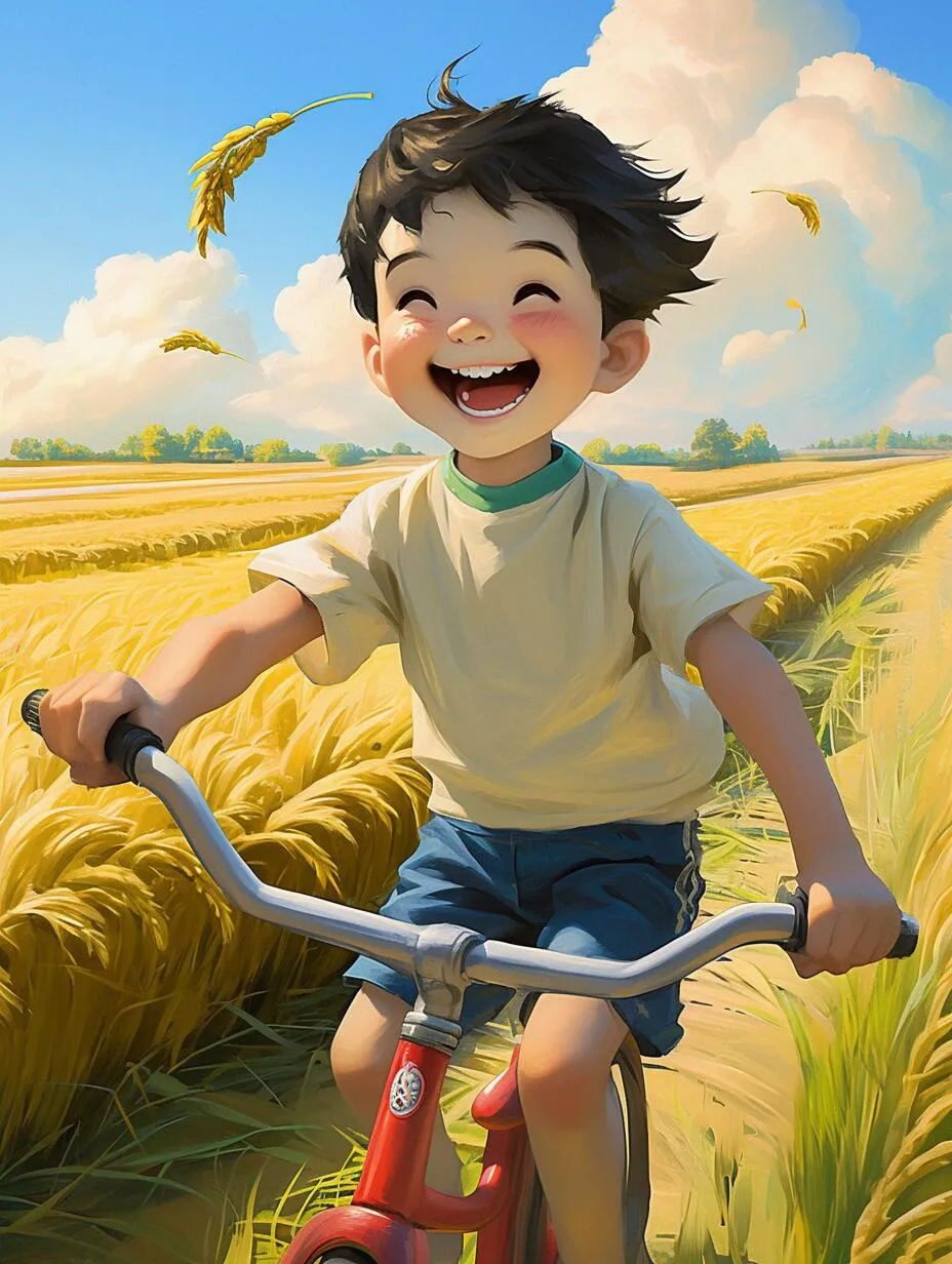 儿时记忆-麦田骑车