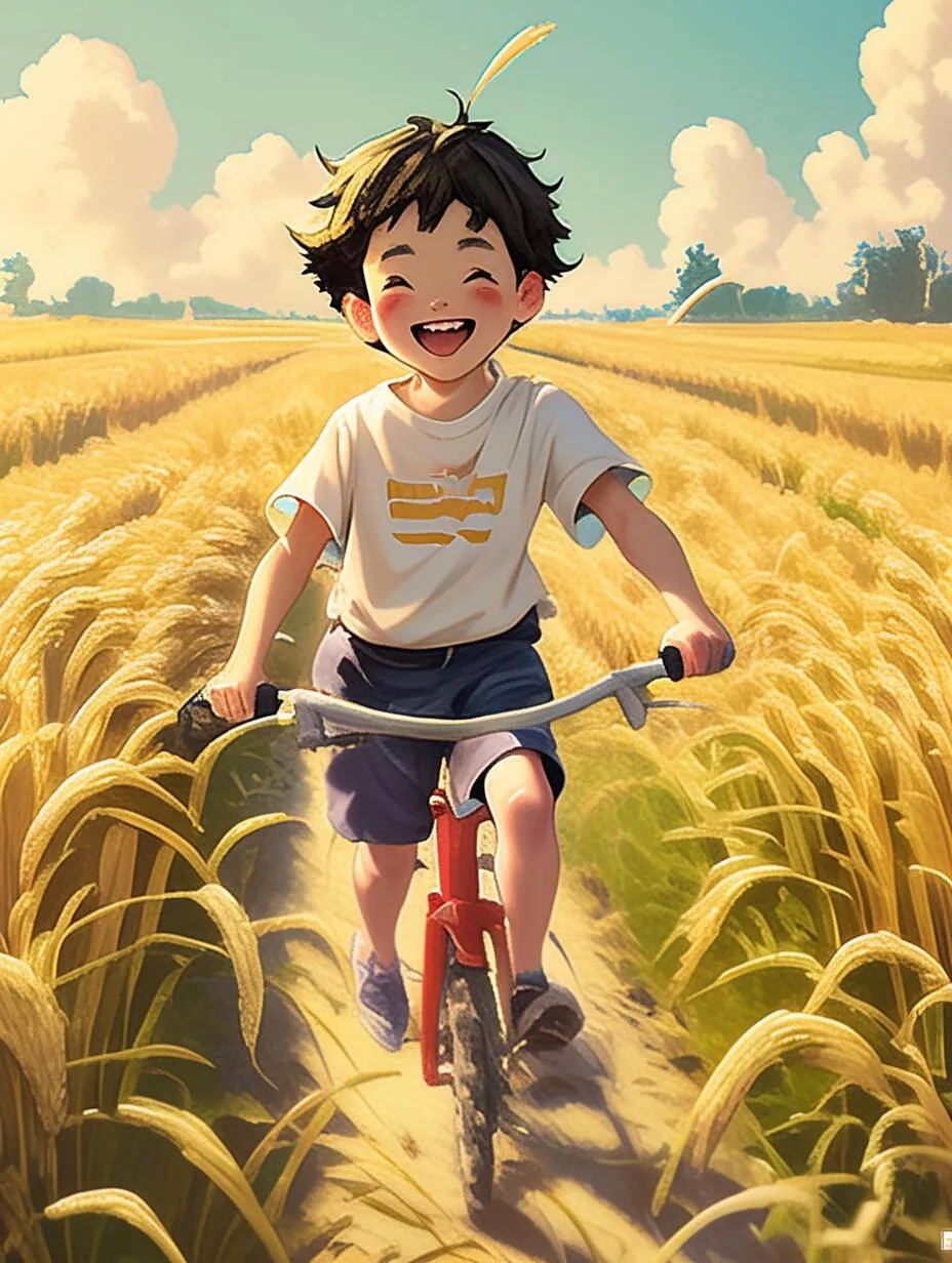 儿时记忆-麦田骑车
