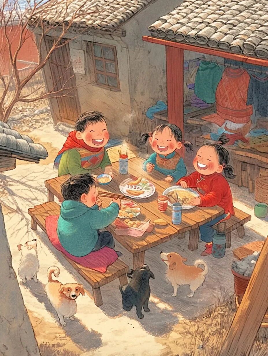 儿时记忆-小伙伴们一起吃饭聊天