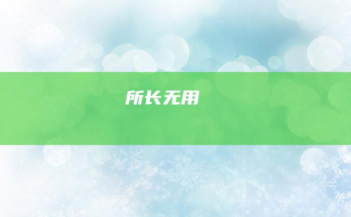 所长无用