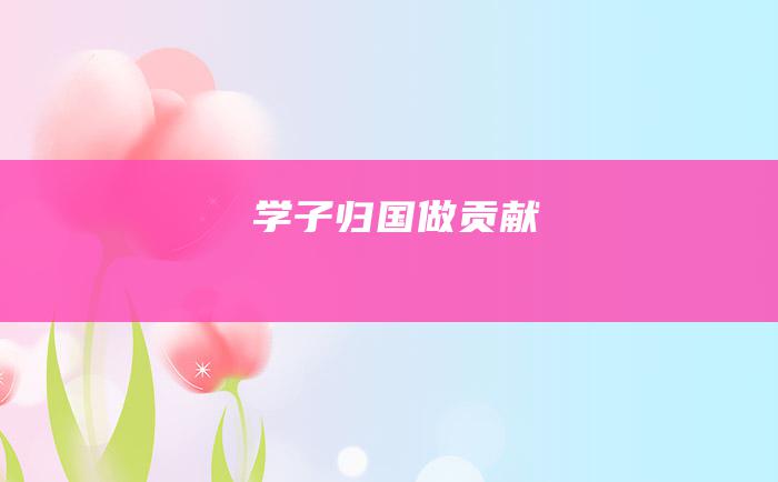 学子归国做贡献