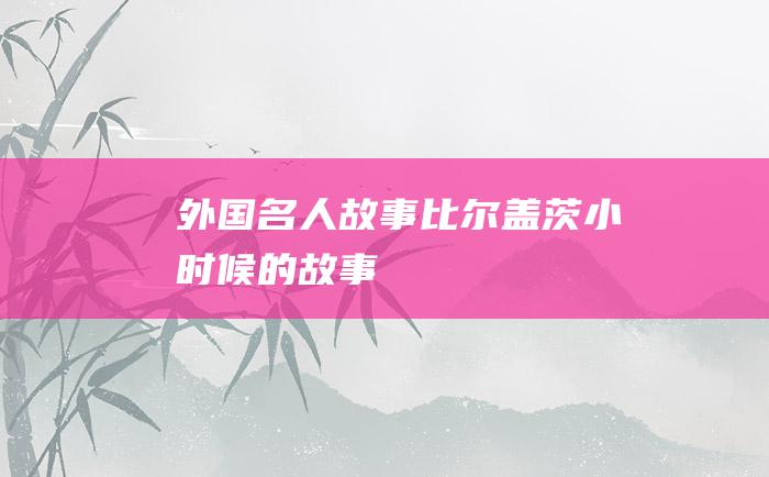 外国名人故事 比尔.盖茨小时候的故事