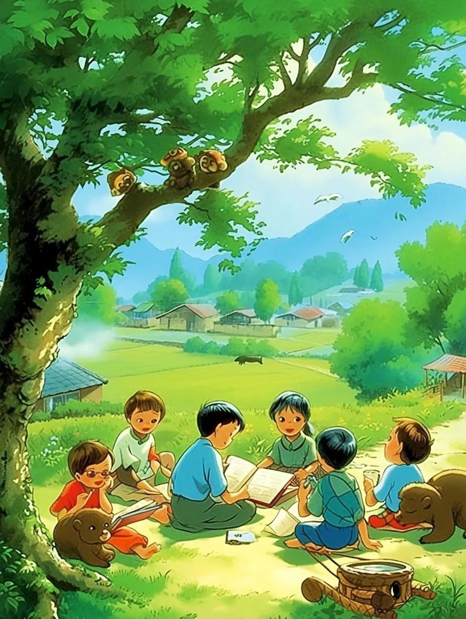 儿时插画-大树下的记忆