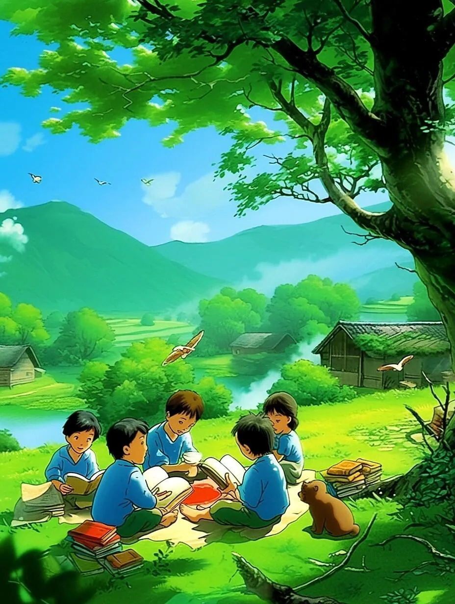 儿时插画-大树下的记忆