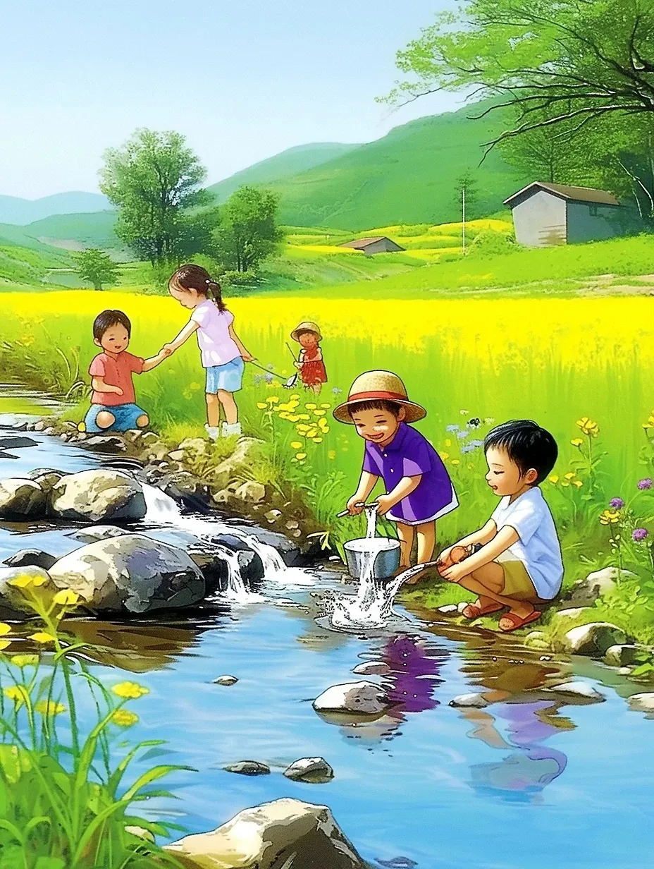 儿时记忆-小溪边玩水