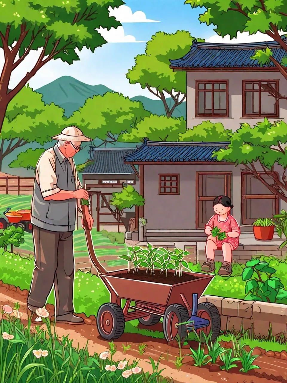 儿时记忆-田园家，种上蔬菜和菜花