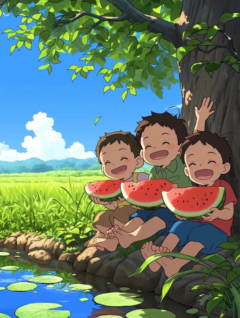 儿时记忆-回不去的童年,小时候吃西瓜的场景