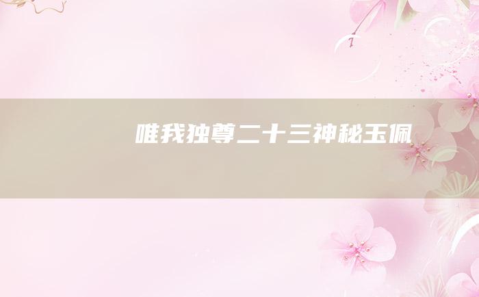 唯我独尊 二十三 神秘玉佩