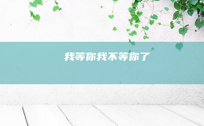 我等你 我不等你了