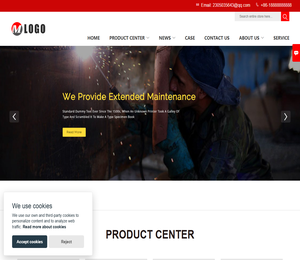 【M100】响应式红色机械五金设备类外贸进出口单英文xunruicms网站模板源码（自适应手机端）